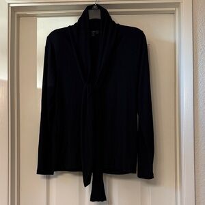 Jcrew Black Tie-Neck Long Sleeve Top small